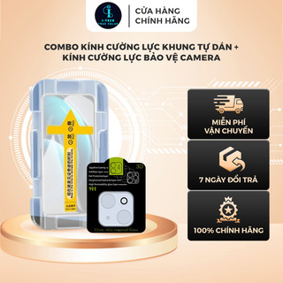 Combo Kính Cường lực khung tự dán+ Kính cường lực bảo vệ camera