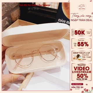 Gọng kính kim loại nữ L.BEE EYEWEAR, mắt kính lục giác chống ánh sáng xanh thanh mảnh 19LB050