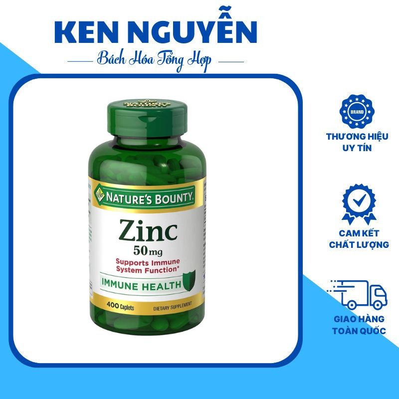 Viên Uống Bổ Sung Kẽm Zinc Nature's Bounty Zinc tăng cường miễn dịch 50mg 400 Viên (Hàng Nội Địa Mỹ)