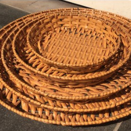 Đĩa Nhựa khay tròn giả mây tiện dụng nhiều size mẹt nhựa decor trang trí