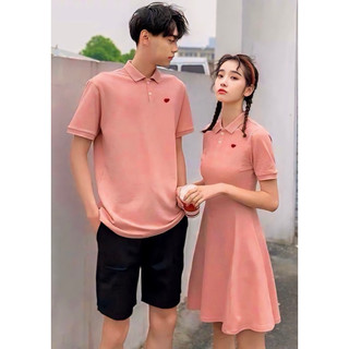 Đầm thun đôi Hồng tim trang trí đỏ dễ thương ❤️