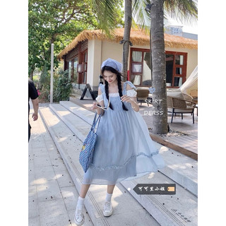 [ORDER] Váy hai dây dáng suông màu xanh mùa hè