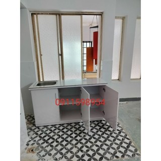 Tủ bếp Mini nhựa Đài Loan Kim Tiên, Có bồn rửa bát, đĩa, mặt bếp được dán gạch men cao cấp.