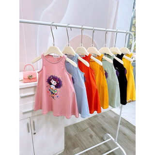 Váy maxi đũi sát nách in hình cô gái cho bé xinh mặc hè 7-17kg