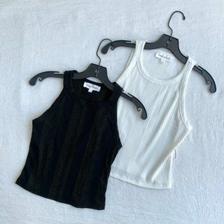 Áo ba lỗ dáng ngắn croptop dệt kim thun gân