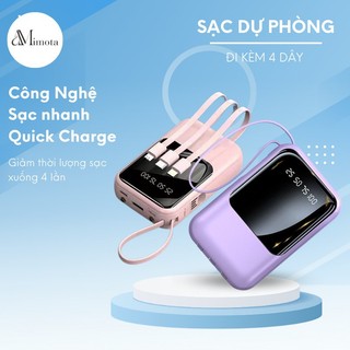  Sạc dự phòng dung lượng 10000mAh có hỗ trợ sạc nhanh có sẵn nhiều dây sạc điện thoại 