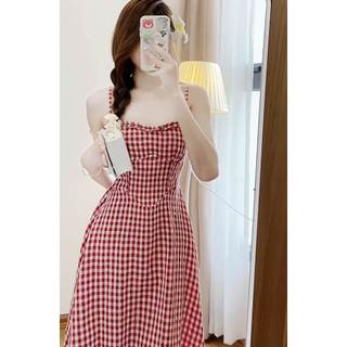 Đầm 2 dây kẻ caro dáng dài, váy caro phong cách CHANGSTORE - V186