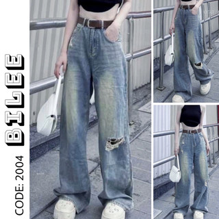 [Size S - XL] Quần jean nữ BiLee ống suông rộng xanh mài mã 2004