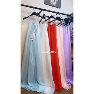 Váy Đầm Maxi Cổ Yếm Đính Đá Dáng Dài