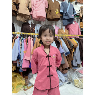Đồ đi chùa cho bé thêu sen cổ tàu nút thắt