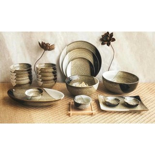 Bộ Bát Đĩa Nhiều Chi Tiết Hoạ Tiết Men Hoả Biến 3 Màu Bát Cơm Tô Canh Thìa Cơm Gốm Sứ Cao Cấp Bát Tràng