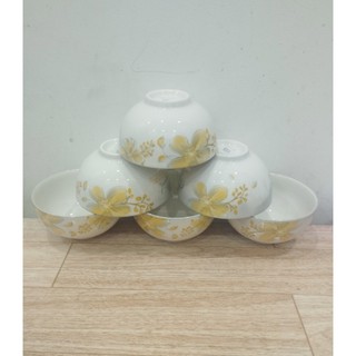Combo 10 chén,5 chén sứ hoa vàng 11cm A59, chén cơm sứ trắng 11cm, chén chấm trắng 8.5cm