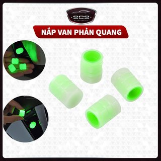 Nắp van xe , nắp chụp đầu van ô tô , bộ 4 nắp chụp van lốp dạ quang phát sáng chống nước - chống bụi bẩn ô tô - xe máy