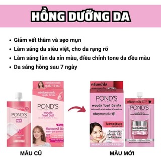Hộp 6 Gói Serum Dạng Kem Dưỡng Trắng Da Chống Nắng Da Hiệu Quả Pond's Bright Beauty Serum Day Cream SPF15 7g Thái Lan