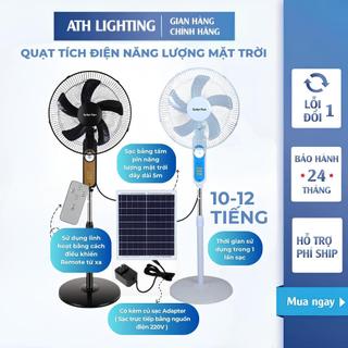 Quạt Tích Điện ATH LIGHTING, Loại Quạt Sạc Bằng Năng Lượng Mặt Trời Có Dây Kết Nối 5m Kèm Adapater Sạc Ngoài