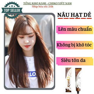 Thuốc nhuộm tóc nâu hạt dẻ Cafe trầm siêu tôn da, nhuộm tóc tại nhà Kami 5C (màu +oxy +collagen)