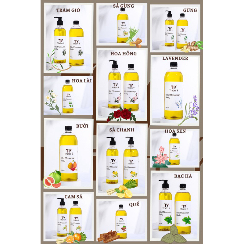 ( 1000ml ) Dầu Massage Body_ Tinh Dầu massage thư giãn chuyên dụng cho spa_ Hơn 30 loại hương thơm tự nhiên