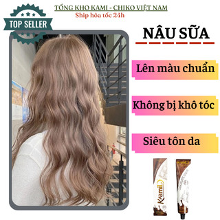 Thuốc nhuộm tóc tại nhà NÂU SỮA, NÂU KHÓI không cần tẩy tóc 7BG Kami tặng kèm trợ, găng tay
