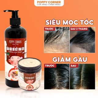 Dầu gội giảm gàu thảo mộc COMBO Bồ Kết Hoa Sen thảo dược chống rụng thiên nhiên mọc tóc nhanh dài POPPY CORNER