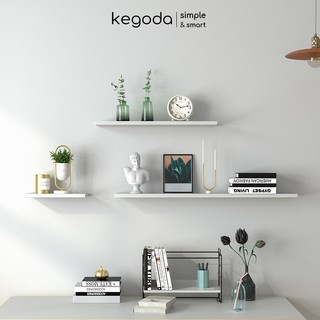 Kệ Gỗ Thanh Ngang Trang Trí Treo Tường KEGODA Màu Trắng, Tặng Kèm Phụ Kiện Giấu Chân