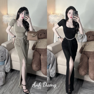 Đầm Body chất Nhúng kim cương mềm mại tôn dáng Eo khâu đá_Hàng đẹp có sẵn