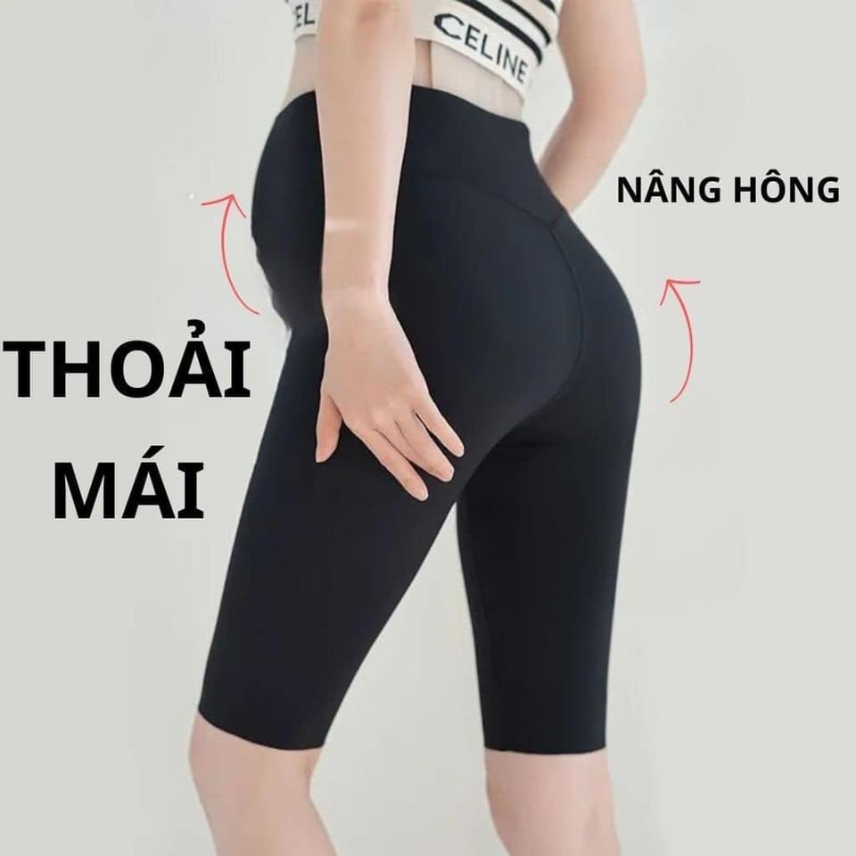 Quần Legging Lửng Bầu Chất Thun Lạnh Bụng Có Chun Điều Chỉnh Co Giãn 4 Chiều Mềm Mát Freesize
