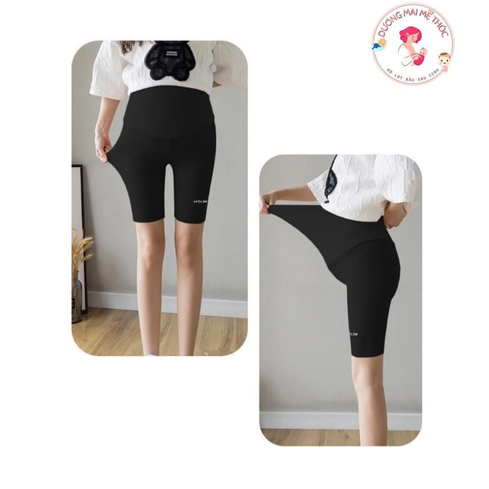 Quần Legging Lửng Bầu Chất Thun Lạnh Bụng Có Chun Điều Chỉnh Co Giãn 4 Chiều Mềm Mát Freesize
