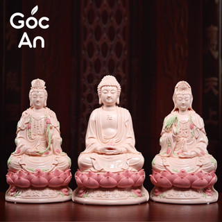  Bộ Tượng Tam Thánh Gốm Sứ Men Hồng Cao Cấp Tượng Quan Thế Âm Bồ Tát Tượng Phật A Di Đà Tượng Đại Thế Chí 