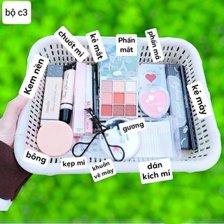 Bộ trang điểm đầy đủ như hình, phấn mắt, kẻ mắt, kem nền, kẻ mày...