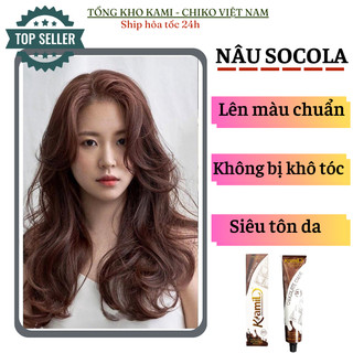 Thuốc nhuộm tóc màu nâu đỏ, tặng kèm trợ nhuộm găng tay và chùm lilong - Nhuộm kami chính hãng 5W