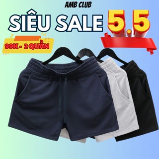 [COMBO 2] Quần đùi thun nam nữ chất nỉ trơn thun mát from UNISEX COTTON, Quần short cao cấp khô khí thoáng - Mã AMB09