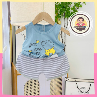 Bộ ba lỗ gấu poor Dâu Tây Kid cho bé, đồ bộ ở nhà có hoạ tiết chú gấu cho bé từ 6-16kg, DAUTAY14
