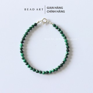 Vòng tay 3mm đá khổng tước, malachite xanh lá giác cắt, mộc, hoả, vòng tay phong thuỷ, lắc tay - bead art