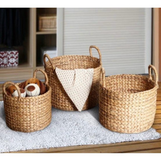 Giỏ lục bình trồng cây, giỏ bèo cói có quai cầm, giỏ bèo tây đựng đồ decor nhà cửa mây tre đan Anh Thư