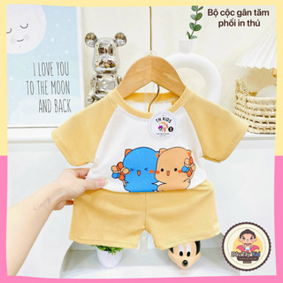 Độ bồ cộc tay ở nhà cho bé trai và bé gái nhiều hoạ chú gấu Dâu Tây Kid, đồ bộ ở nhà cho bé, DAUTAY20