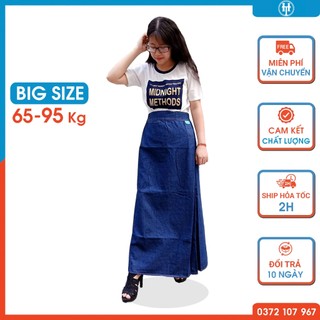 Váy chống nắng big size cho nữ dưới 95 kg (Bầu mặc được) vải jean trơn cao cấp có lưng thun co giãn JHT117 H&T FASHION