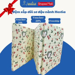 Nệm gấp 3 xơ đũi đậu nành Hestia, Tấm trải nệm văn phòng gấp gọn dày 5cm topeer mỏng- nệm ngủ văn phòng- nệm sinh viên