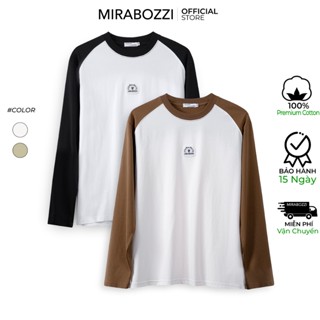 Áo thun tay dài nam nữ raglan MIRABOZZI vải 100% cotton thoáng mát, phối màu, chống nắng