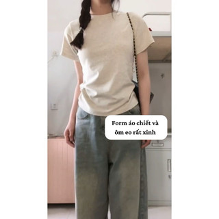 Áo babytee ôm dáng basic áo thun trơn chiết eo nhiều màu cotton co giãn eooshop