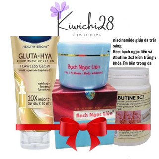 Combo vasline gluta 10x ngày chống nắng 2xuv và kem body bạch ngọc liên và kem kích trắng 3c3 abutine