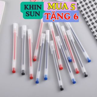 Bút gel khô nhanh ba màu đen đỏ xanh KhinSun bút nước Muji bản dupe thay được ngòi 13cm