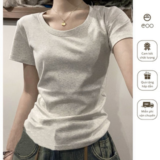 Áo babytee ôm dáng basic áo thun trơn chiết eo nhiều màu cotton co giãn eooshop