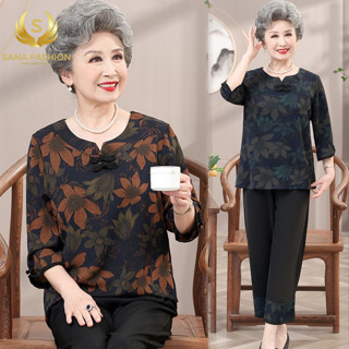 Đồ bộ trunng niên nữ cho mẹ mặc nhà,SANA FASHION bộ LỤA PHÁP trung niên nữ tay lửng quần dài . TL05