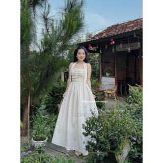 VÁY THÔ NHÚM KÈM KHĂN CỔ  - HÀNG CAO CẤP