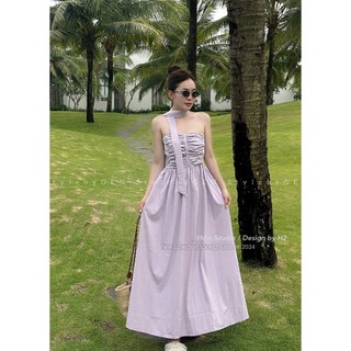 VÁY THÔ NHÚM KÈM KHĂN CỔ  - HÀNG CAO CẤP