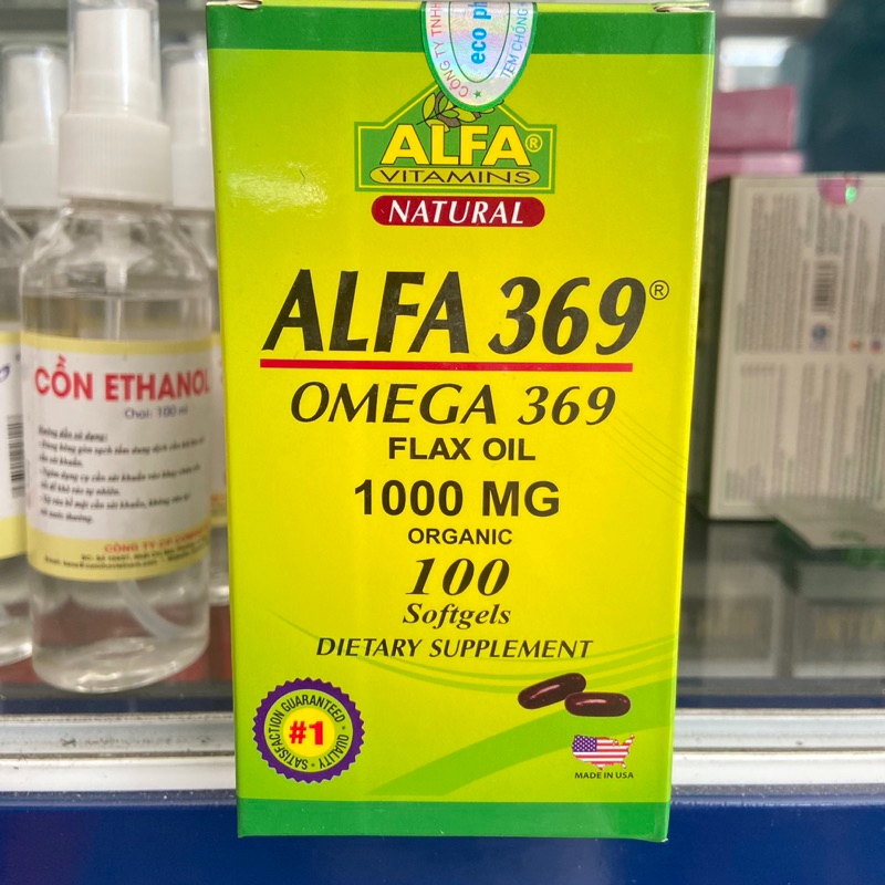 ALFA 369 FLAX OIL 1000MG Giúp bổ não, bổ mắt, tăng cường thị lực chai 100v