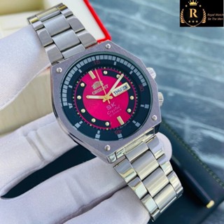 Đồng hồ nam SK Nhật mặt lửa kiểu dáng cổ điển máy pin kim trôi (giả cơ) có lịch ngày logo sử tử