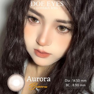 Kính Áp Tròng Lens Nâu Aurora Brown 0-7 Độ DOE EYES HSD 6 Tháng