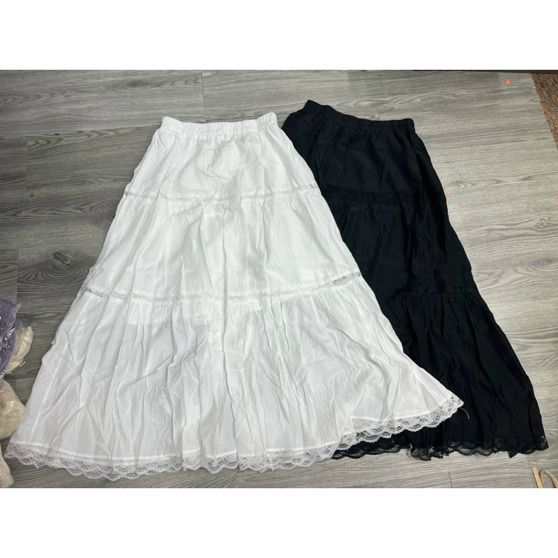 Chân váy xếp ly dáng dài