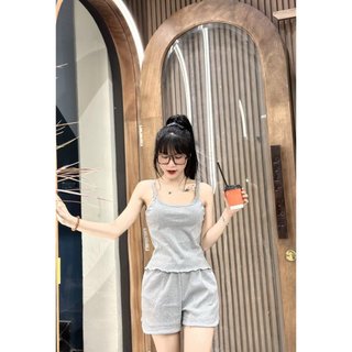 Set đồ nữ áo hai dây kèm quần short chất thun tăm dày dặn thoáng mát